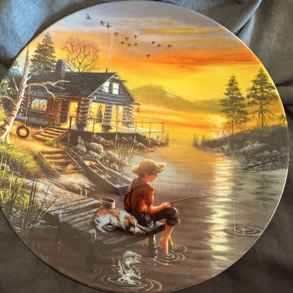 Bradford Exchange  “Fishing for Dreams” vintage collectors plate by D.L. Rust